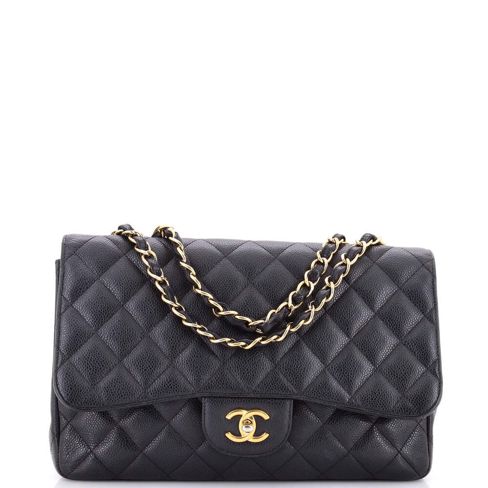 Chanel Jumbo Classic Double Flap Bag Quilted Caviar